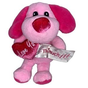 Dan Dee puppy plush 9" pink Valentines heart Love ya This much! 2009